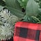 24" Mixed Pine, Leaves & Pinecone Corner Swags with Red Buffalo Check Bows, 2ct.